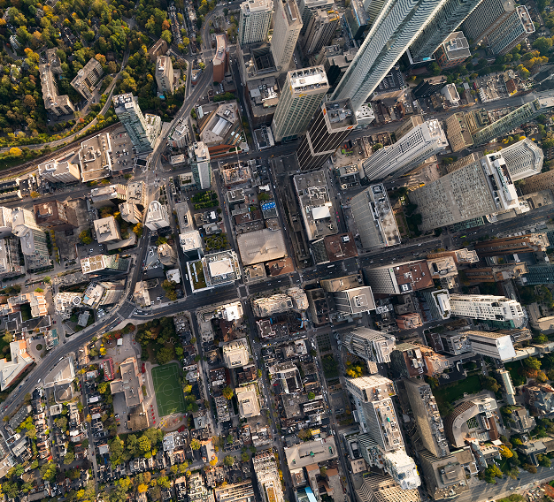 Aerial downtown view
